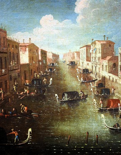 Venezia, sfilata di gondole sul canale